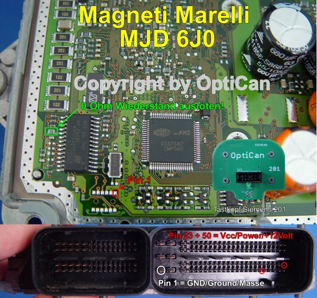 Magneti Marelli MJD 6J0 (Opel) pinout diagram 1
